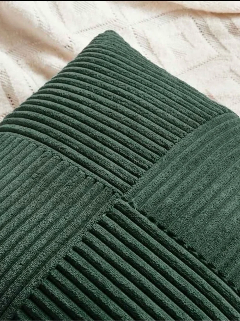 Boho Decorative Green Corduroy Patchwork Throw Pillow Cover Set of 2